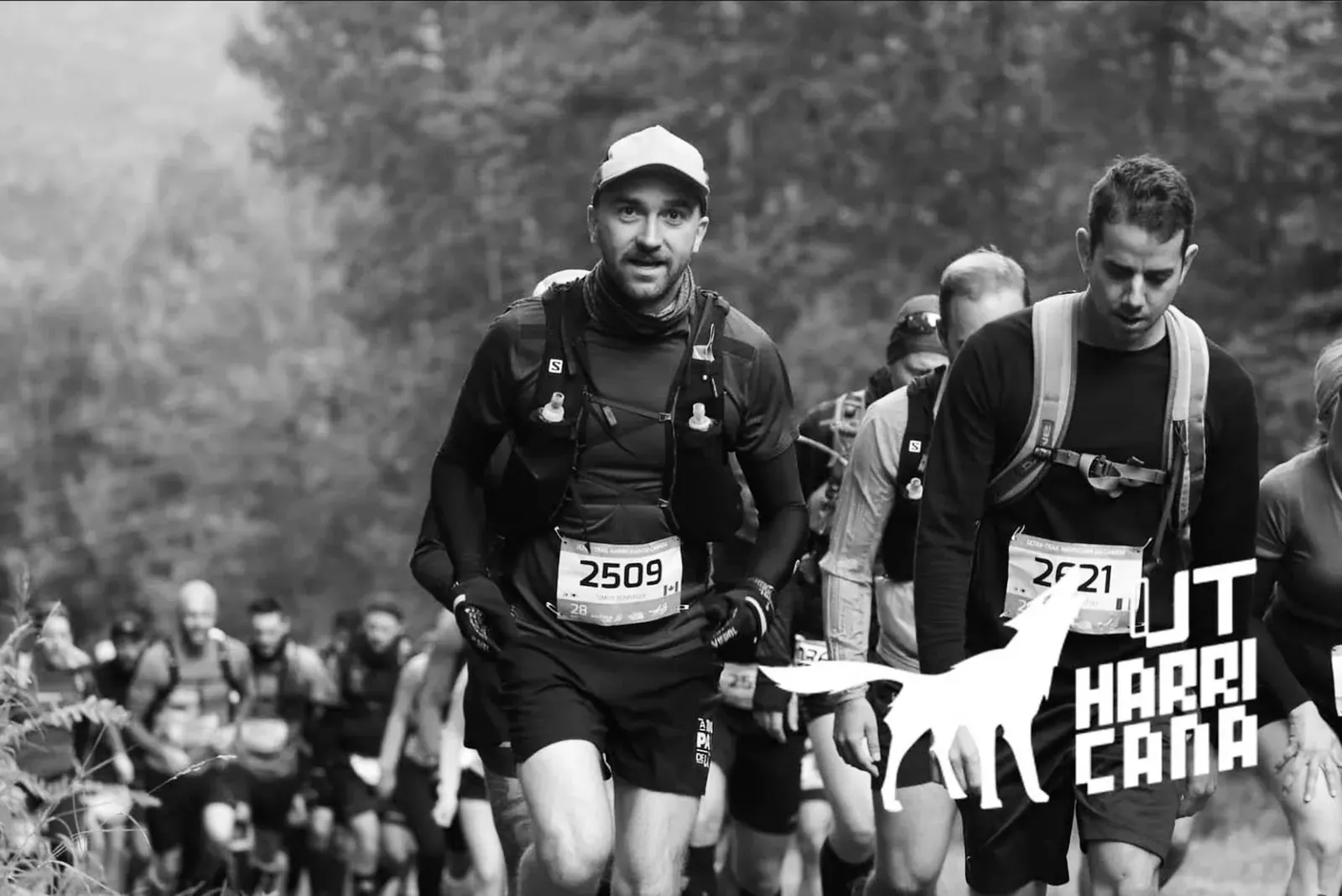 Simon Bonnallie en course sur le 28 km de l'Harricana, dossard 2509